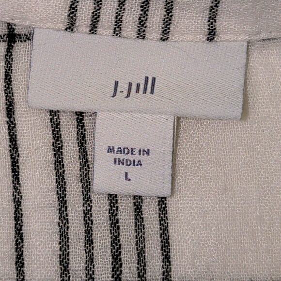 J.Jill Flannel White and Black Long Sleeve Size Large - Picture 4 of 9